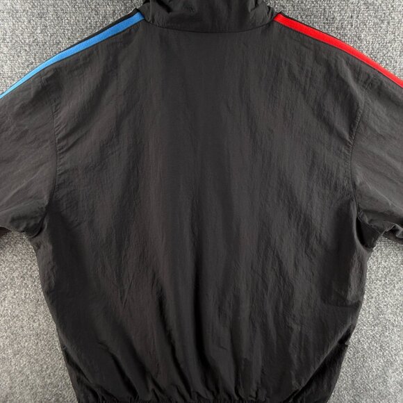 Adidas Nylon Track Jacket Chest Logo Black Full Zip Medium Men Primegreen Stripe - Picture 16 of 16